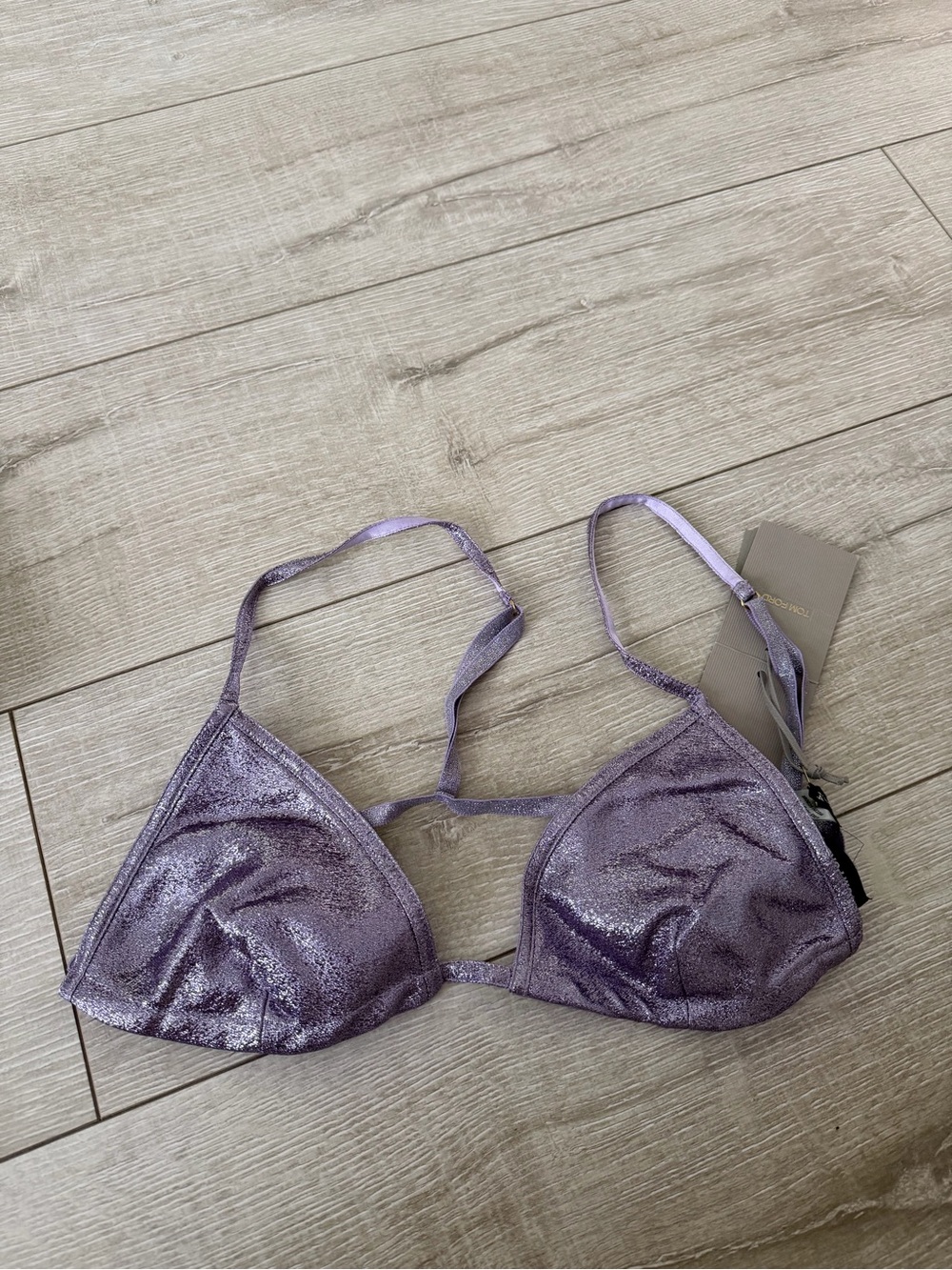 Tom Ford Shimmery Lavender Triangle Bralette metallic women 44